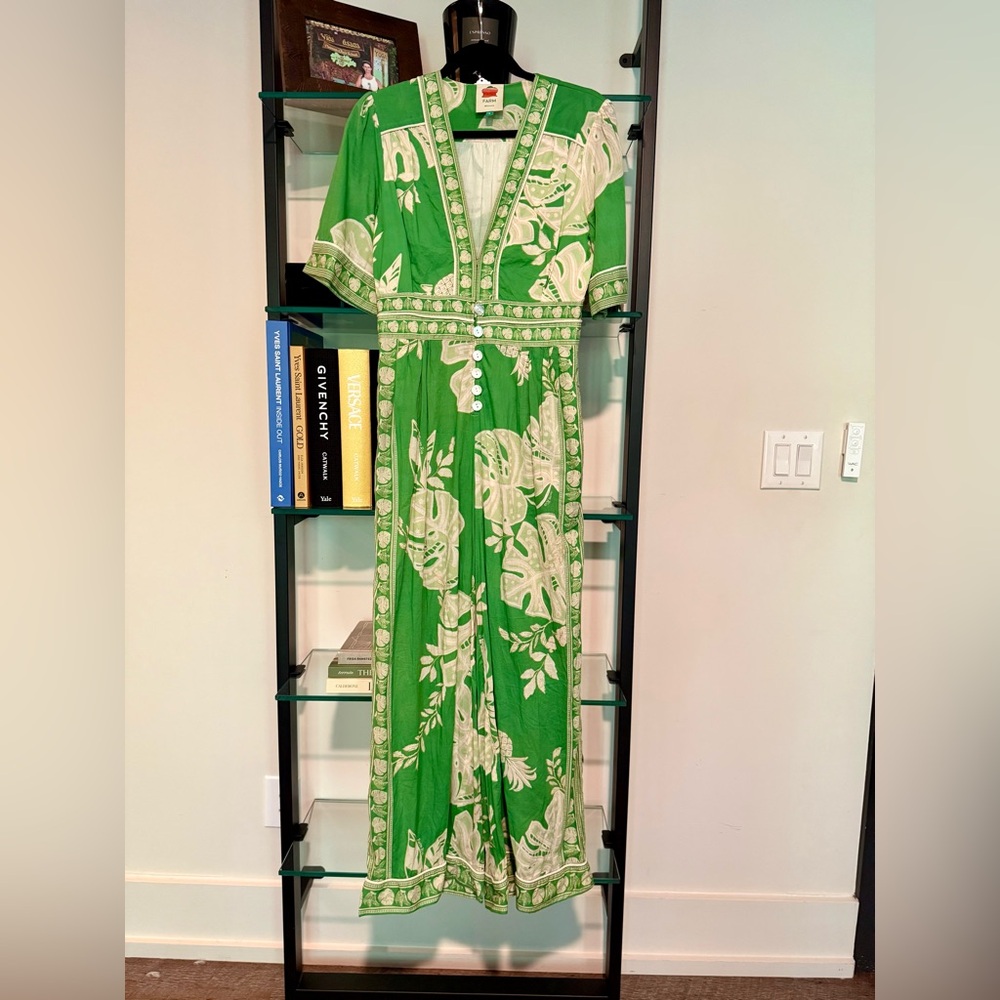 Farm Rio Green and Cream romper